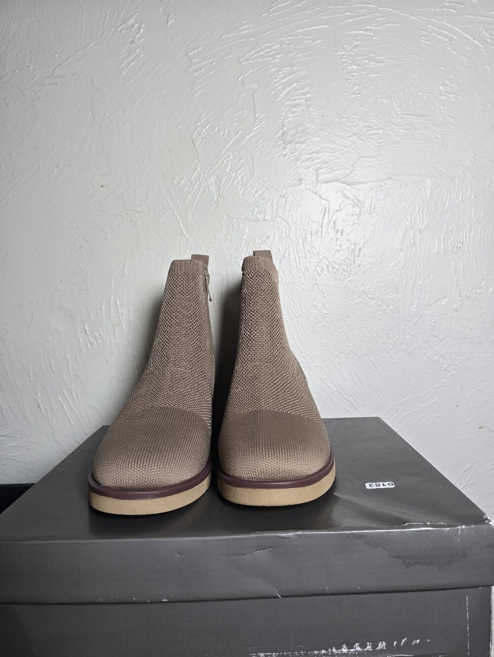 Women's Knit Ankle Boots in Taupe